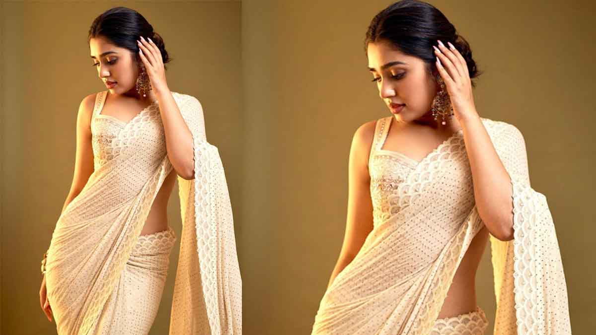 Krithi Shetty : చీరకట్టులో నడుము అందాలు చూపిస్తూ ముచ్చెమటలు పట్టిస్తున్న కృతి శెట్టి Krithi Shetty latest cream color saree photos viral