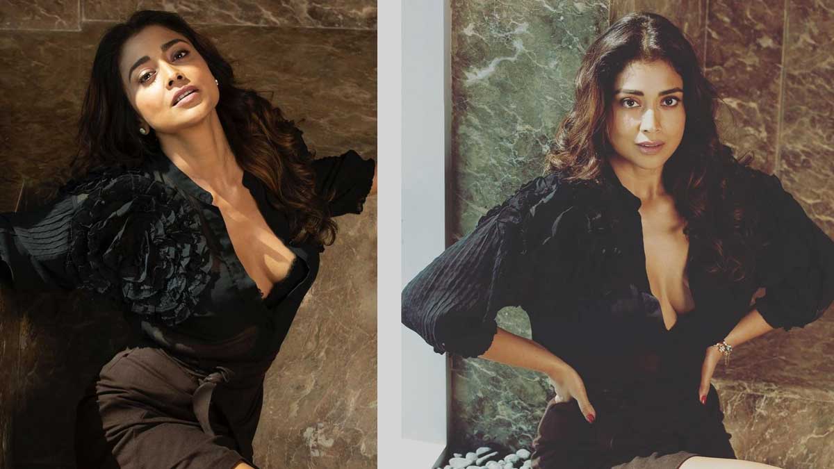 Shriya Saran latest black color dress photos viral 