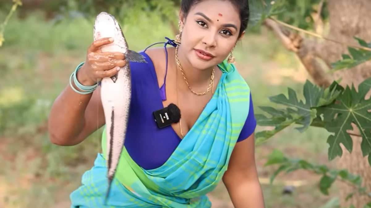Sri Reddy : కొరమీను ఫ్రైని తాతతో కలిసి వెరైటీగా వండిన శ్రీరెడ్డి.. రుచి మాములుగా లేదట..! Sri Reddy cooked korameenu fish fry viral video