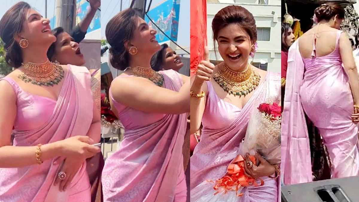 Honey Rose : షాపింగ్ మాల్ ఓపెనింగ్లో పింక్ కలర్ శారీలో మెరిసిన హనీరోజ్.. ఏమి అందంరా బాబూ అంటున్న నెటిజన్లు.. Honey Rose opened a shopping mall viral video