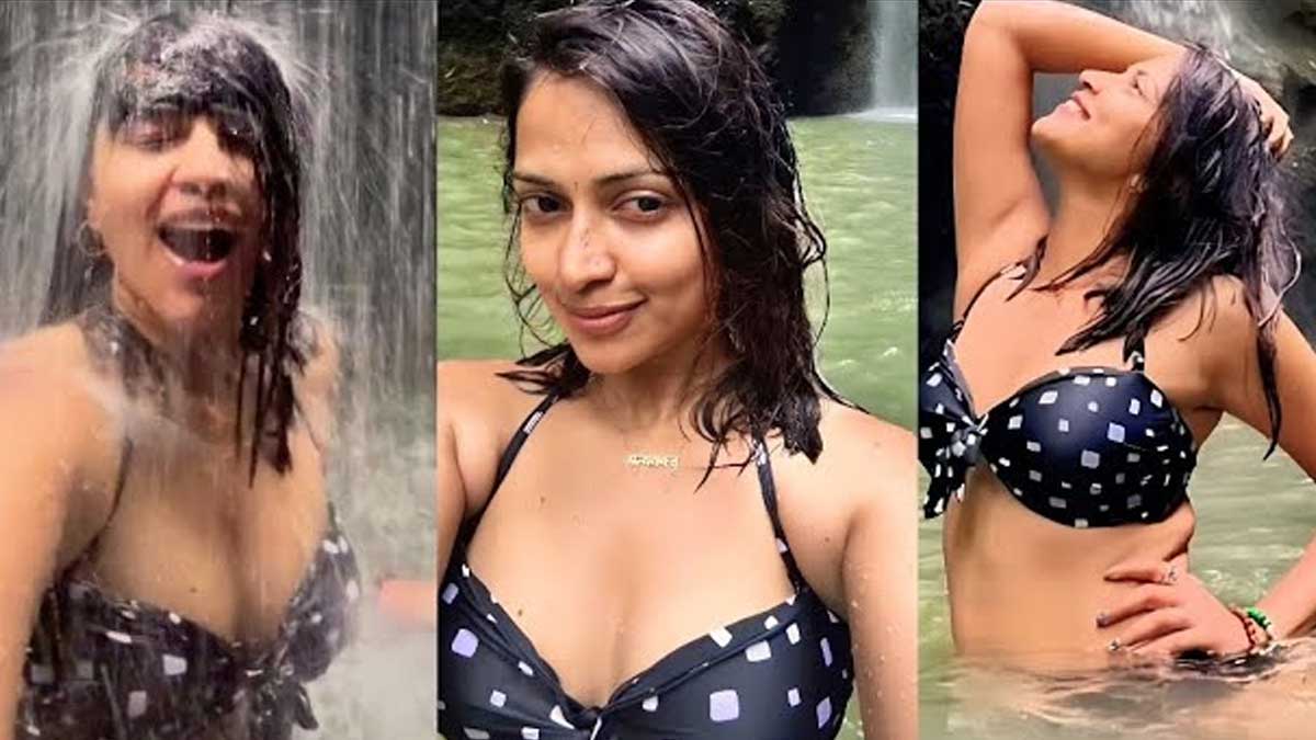 Amala Paul : బికినీలో పిచ్చెక్కిస్తున్న అమలాపాల్.. తడి అందాలకు ఎవరైనా ఫిదా కావల్సిందే..! Amala Paul enjoys at water falls video viral
