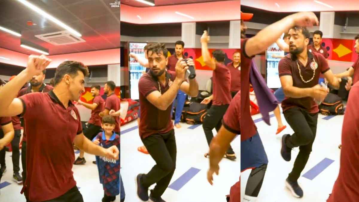 Rashid Khan : గెలిచిన తర్వాత గర్భా డ్యాన్స్ చేసిన రషీద్ ఖాన్.. డ్రెస్సింగ్ రూమ్ వీడియో వైరల్.. Rashid Khan did garbha dance after his teams win