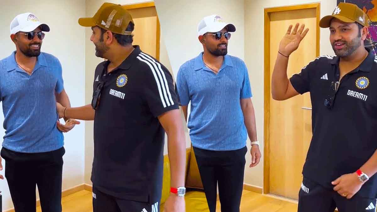 Rohit Sharma : మ్యాచ్కి ముందే కలిసిన రోహిత్, బాబర్.. ఎంత ఆప్యాయంగా పలకరించుకున్నారు..! Rohit Sharma and babar azam met during match