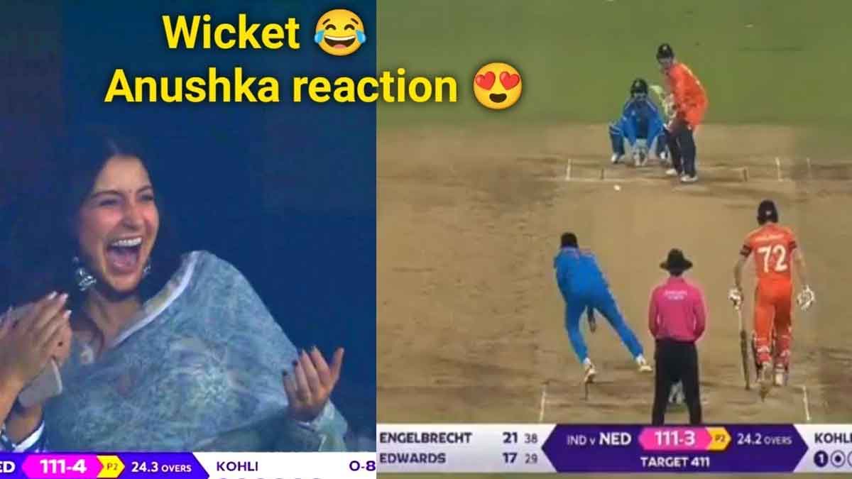 Anushka Sharma see how she reacted when kohli picked wicket 