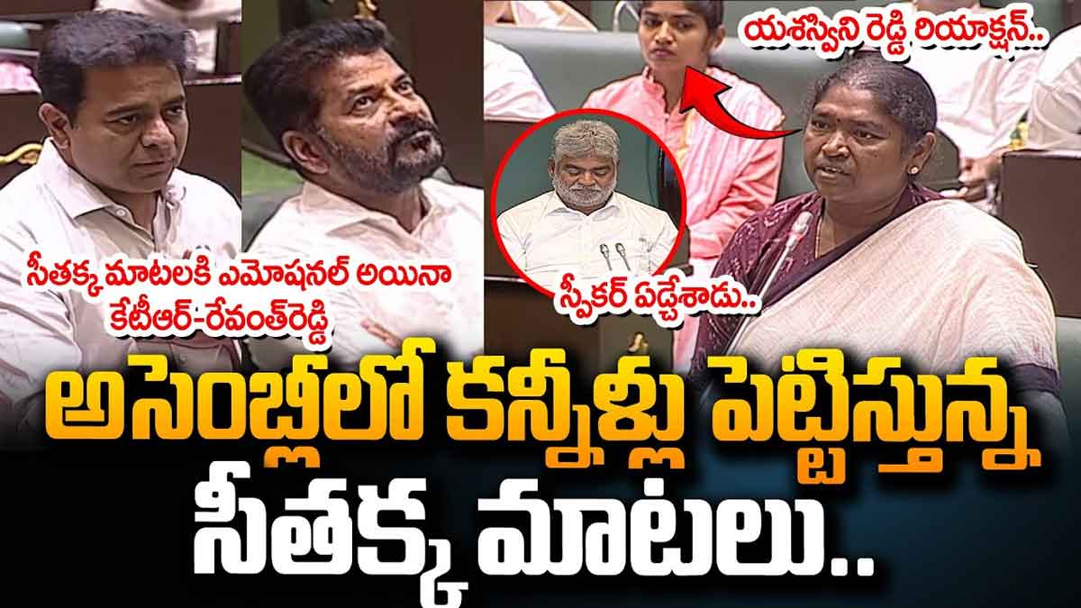 Minister Seethakka : అసెంబ్లీలో సీతక్క మాటలకి ఎమోషనల్ అయిన రేవంత్ రెడ్డి, కేటీఆర్ Minister Seethakka emotional words in telangana assembly