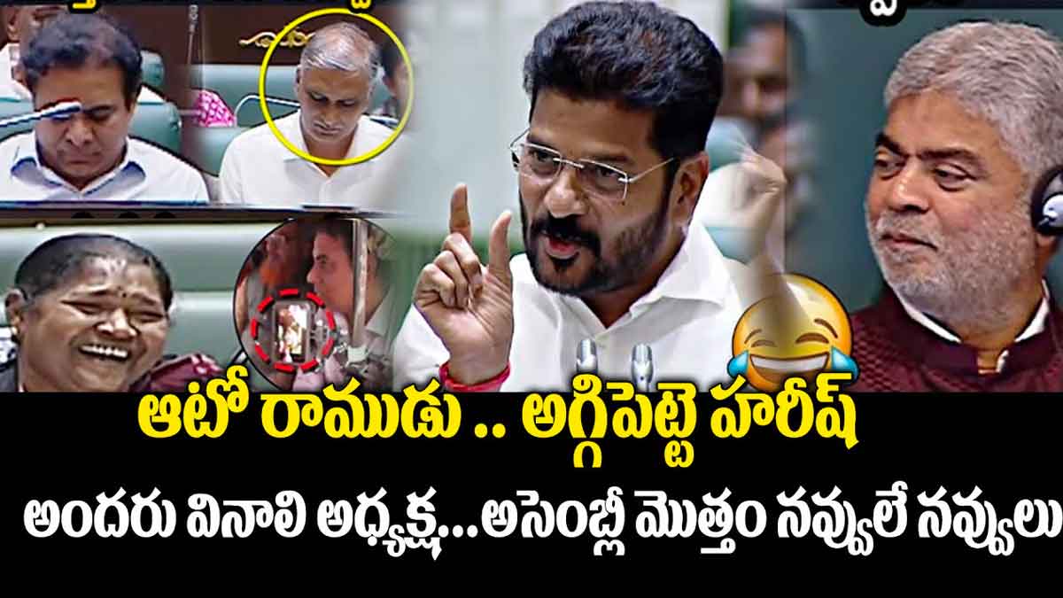 CM Revanth Reddy : ఆటో రాముడు.. అగ్గిపెట్టె హరీష్ అంటూ రేవంత్ కామెంట్స్.. అసెంబ్లీ అంతా నవ్వులే నవ్వులు CM Revanth Reddy comments on harish rao and ktr