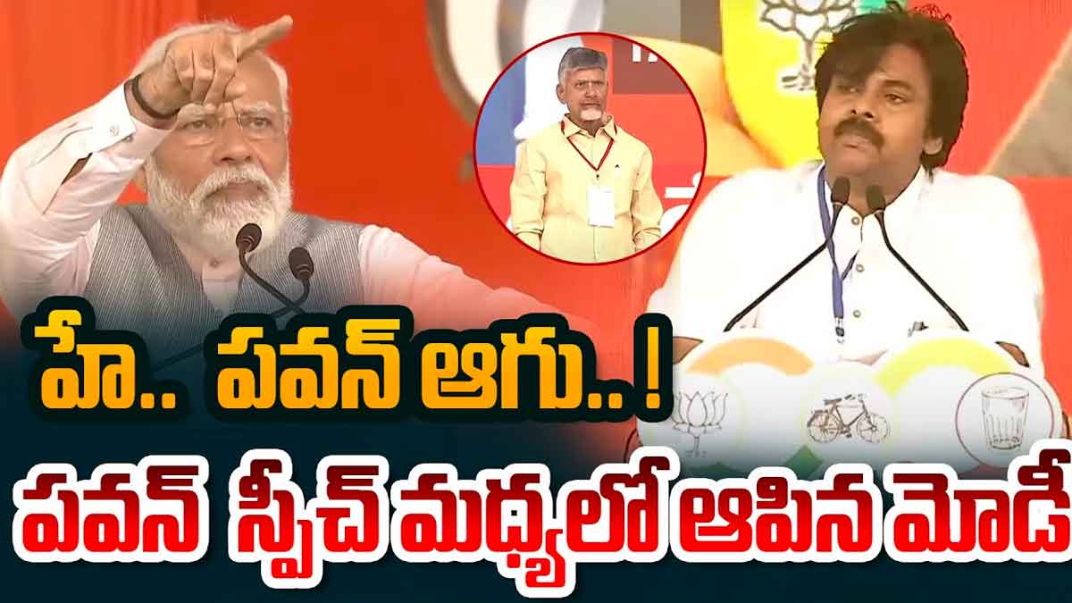 PM Modi : మోదీ ముందు చాలా ఆవేశంగా మాట్లాడిన పవన్.. మధ్యలో పవన్ స్పీచ్కి బ్రేక్.. PM Modi put a break to pawan kalyan speech